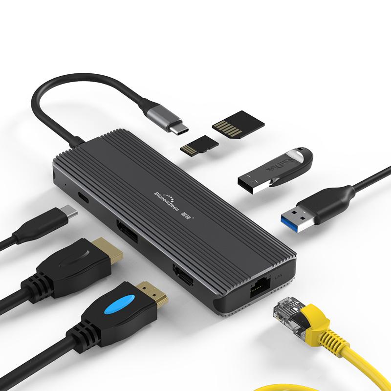 Алуминиев USB Хъб 12в1 USB Type C, Atron BS - HP1201, Мултифункционален - Atron