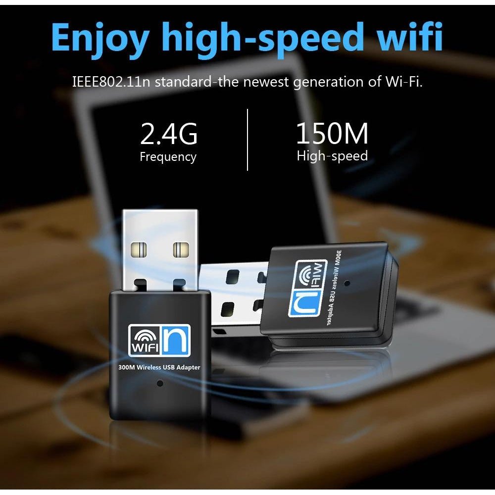 USB Wifi Adapter скорост 300Mbps, Wireless безжичен адаптер USB 2.0 - Atron