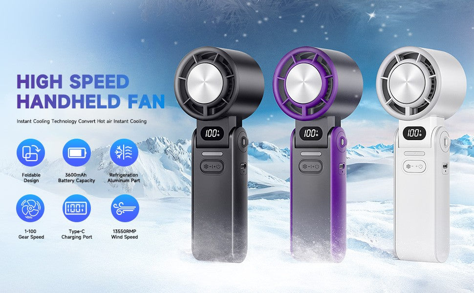 Модели на вентилатор Atron F53K в черно, лилаво и бяло – с Type-C порт, 3600mAh батерия и охлаждаща алуминиева плоча