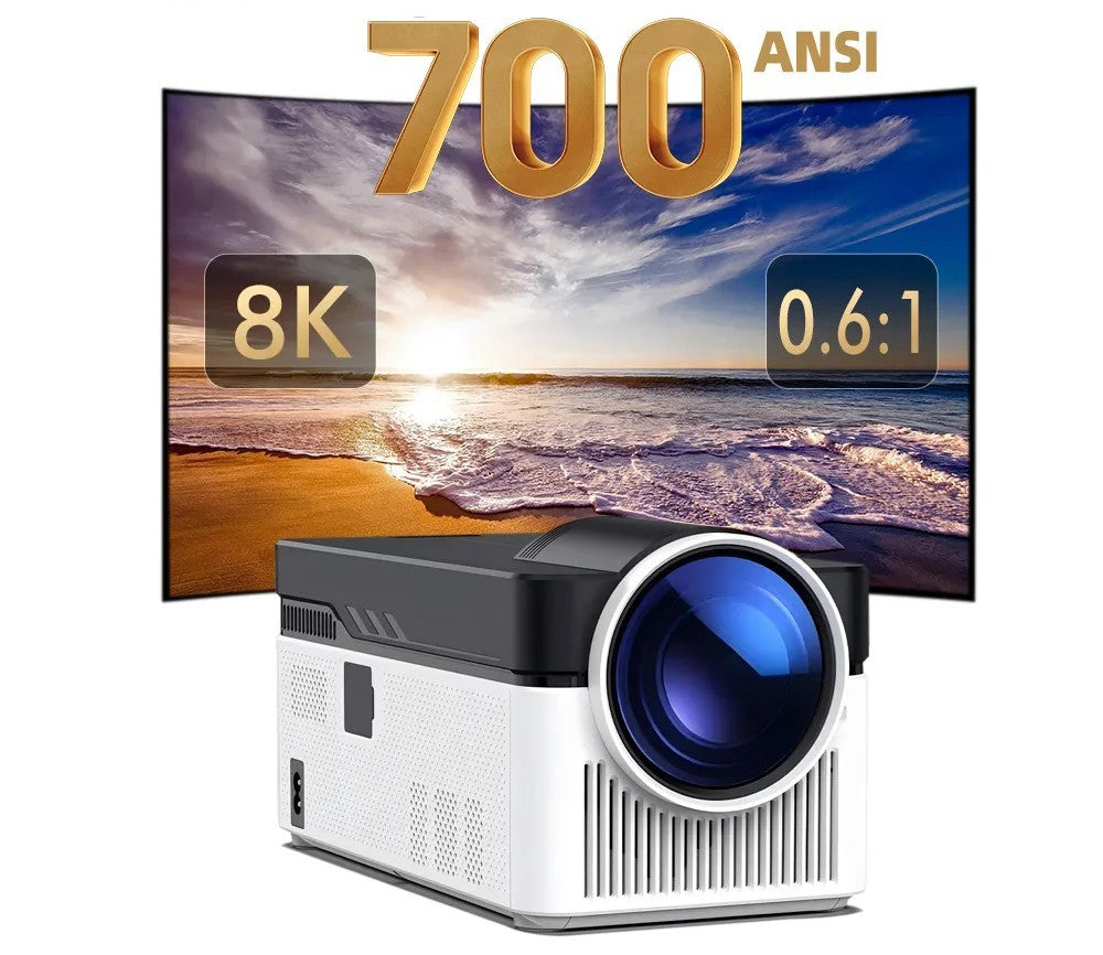 HY450 проектор с 700 ANSI лумена яркост, 8K съвместимост и съотношение на проекция 0.6:1 – идеален за голям екран.