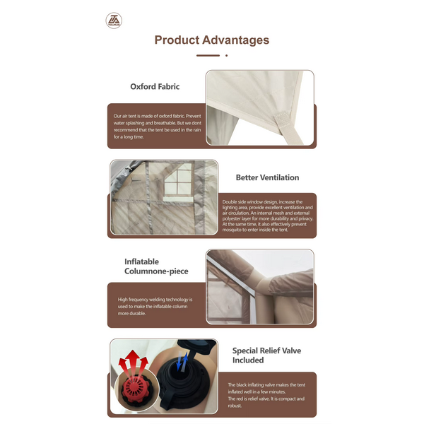 Палатка за къмпинг Tourus AirCamp X3 – устойчива на вятър и дъжд