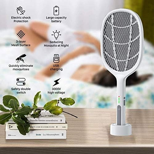 Електрическа мухобойка с икони за основни характеристики – защита от ток, USB зареждане, двойно управление