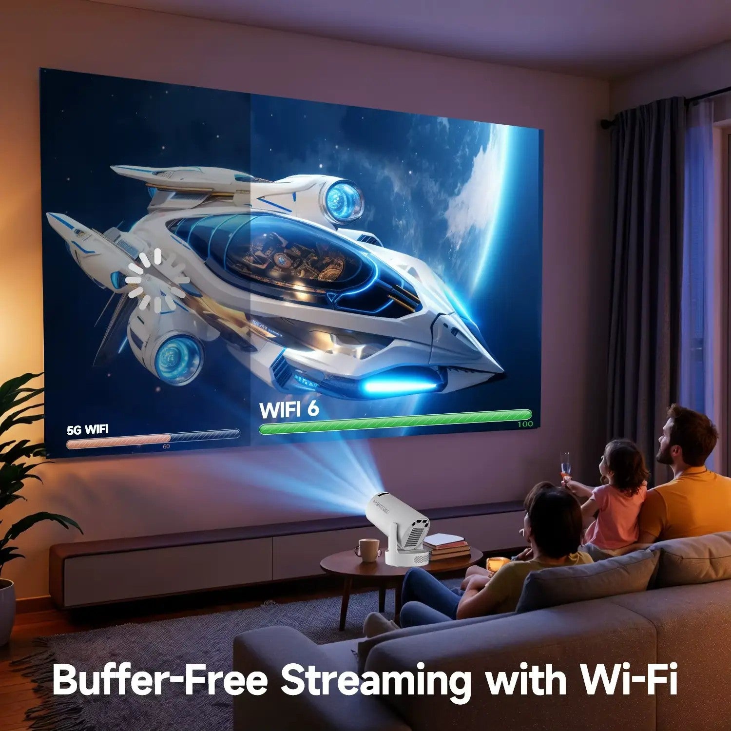 Сравнение на WiFi скорости – проектор Vega с WiFi 6 срещу стандартен 5G, без буфериране при стрийминг