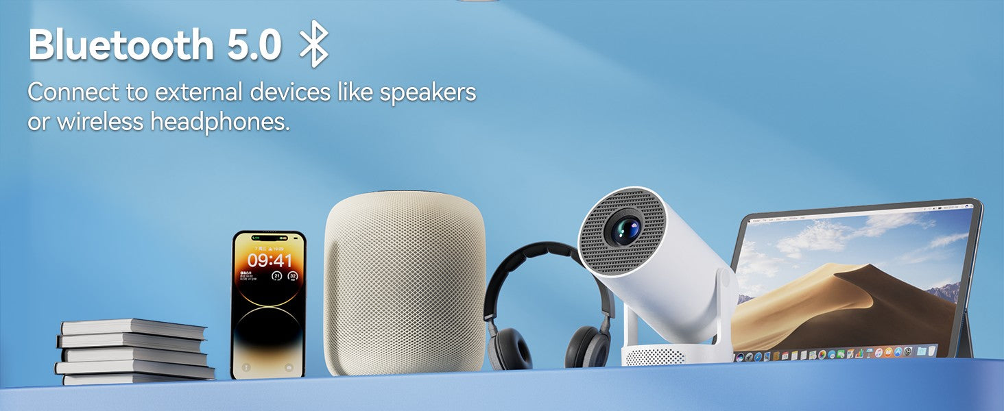 Проектор Vega с Bluetooth 5.0 – безжично свързване с слушалки, тонколони и лаптопи