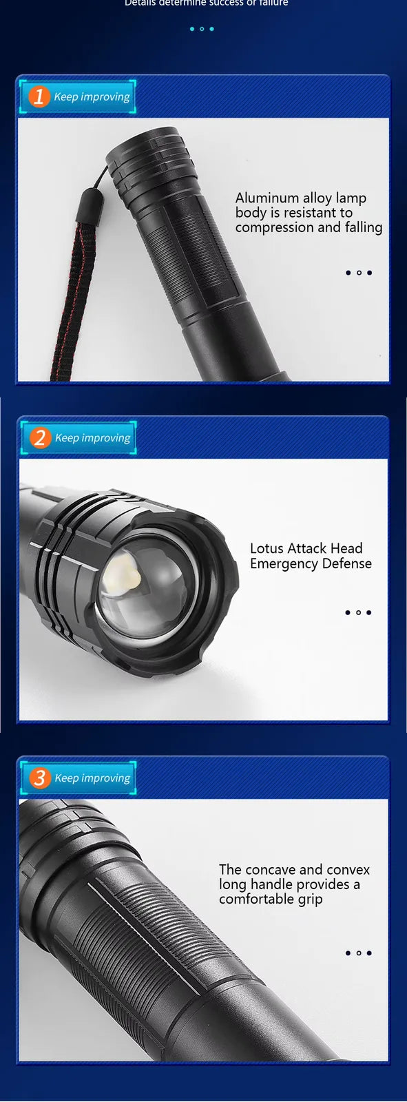 фенер авиационен алуминий anti-rolling lotus attack head