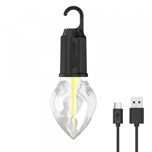 Водоустойчива LED крушка T03 с топла светлина, монтирана на клон в градина за декоративно осветление.