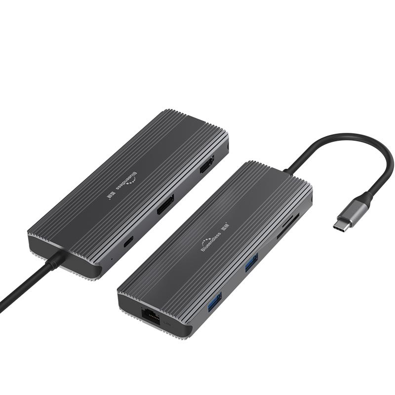 Алуминиев USB Хъб 12в1 USB Type C, Atron BS - HP1201, Мултифункционален - Atron
