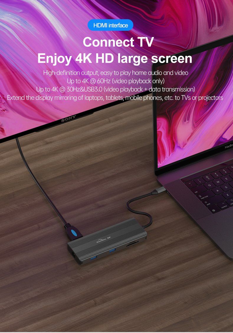 Алуминиев USB Хъб 12в1 USB Type C, Atron BS - HP1201, Мултифункционален - Atron