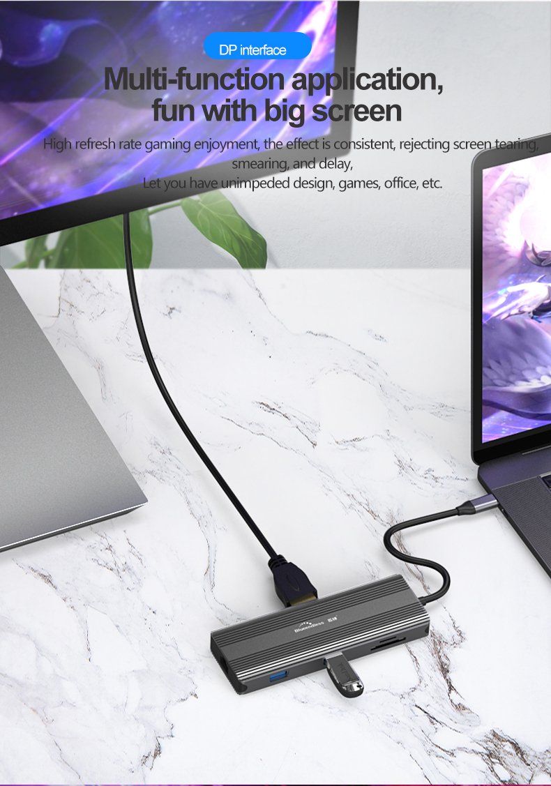 Алуминиев USB Хъб 12в1 USB Type C, Atron BS - HP1201, Мултифункционален - Atron