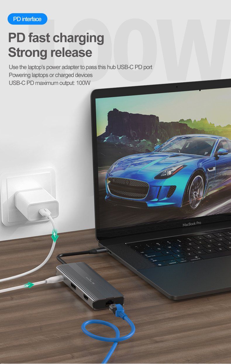 Алуминиев USB Хъб 12в1 USB Type C, Atron BS - HP1201, Мултифункционален - Atron