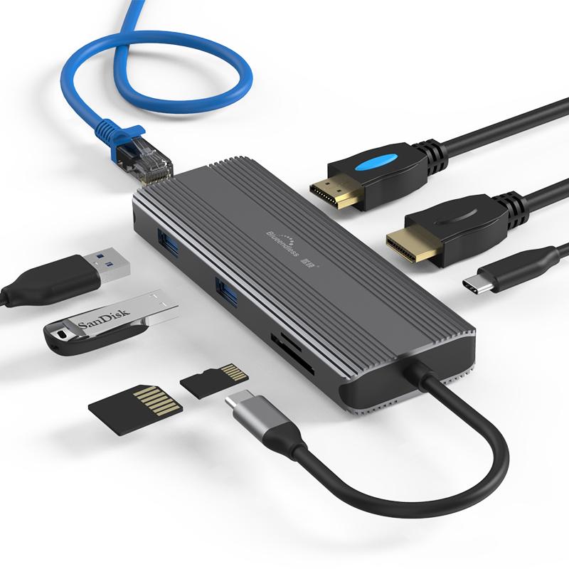 Алуминиев USB Хъб 12в1 USB Type C, Atron BS-HP1201, Мултифункционален