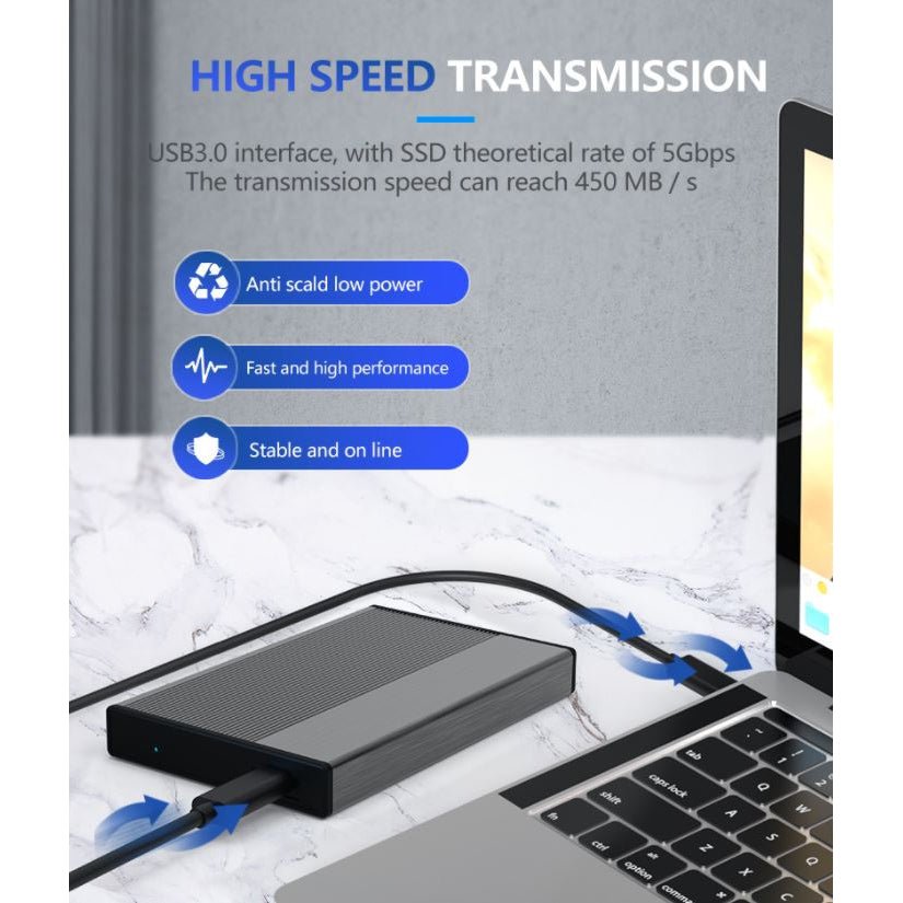 Алуминиева външна кутия за хард диск, 2.5 инча, USB 3.0/SATA, Atron BS - MR23G - Atron