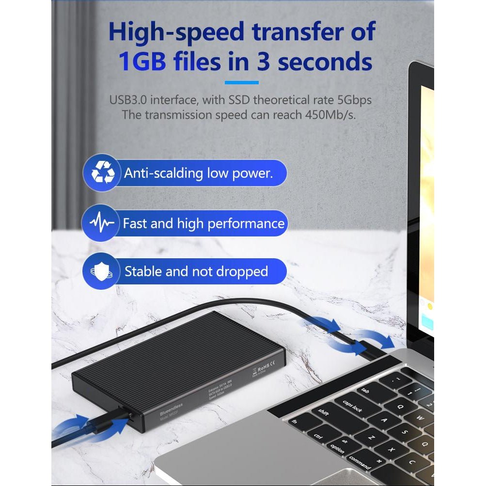 Алуминиева външна кутия за твърд диск 2.5 инча, USB3.0/SATA, Atron BS - MR23F - Atron