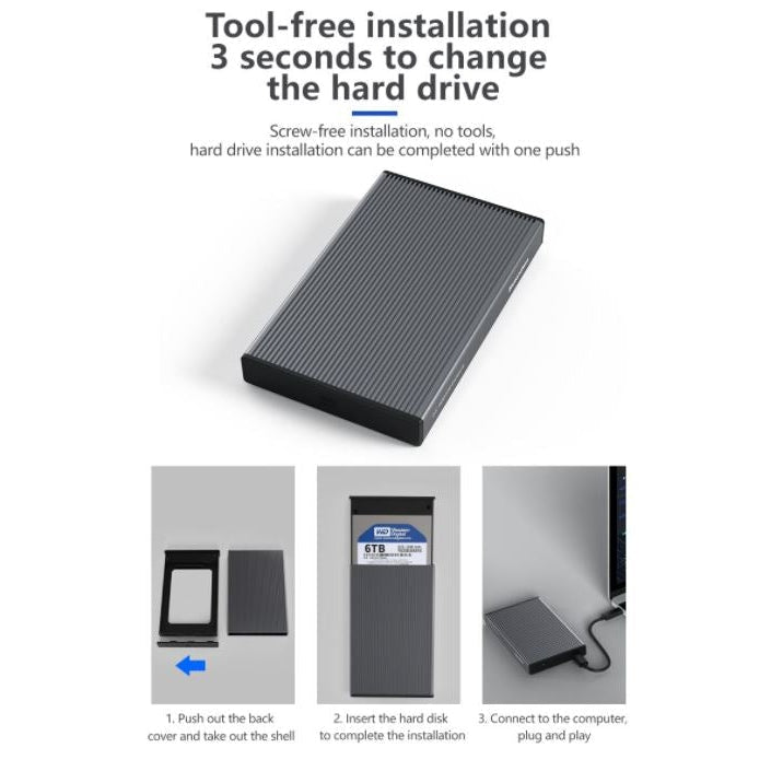 Алуминиева външна кутия за твърд диск 2.5 инча, USB3.0/SATA, Atron BS - MR23F - Atron