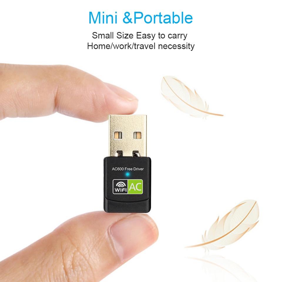 Безжичен USB WiFi адаптер за безжична връзка със скорост до 600Mbps, AC600, USB 2.0 - Atron