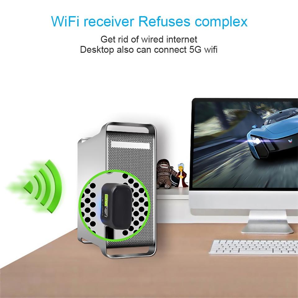 Безжичен USB WiFi адаптер за безжична връзка със скорост до 600Mbps, AC600, USB 2.0 - Atron