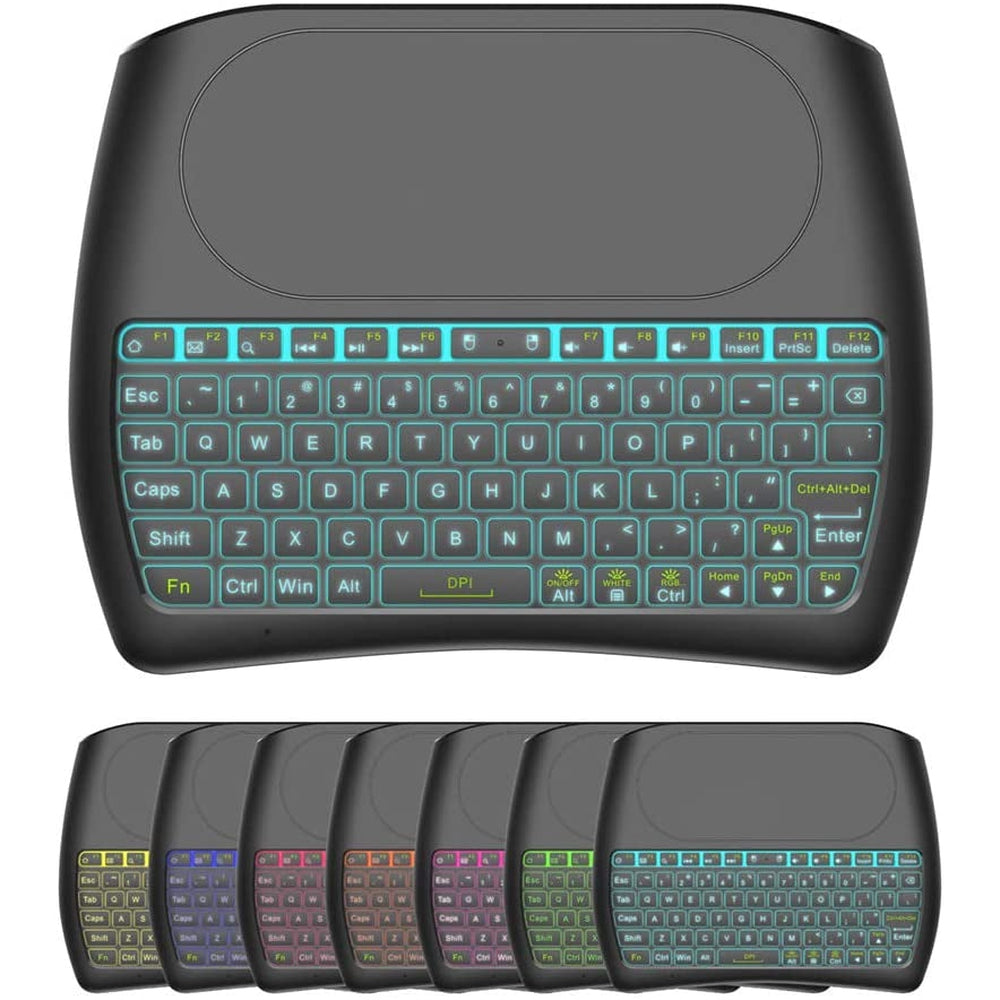 Мини безжична клавиатура за телевизор с тъчпад и подсветка 7 цвята - Atron D8