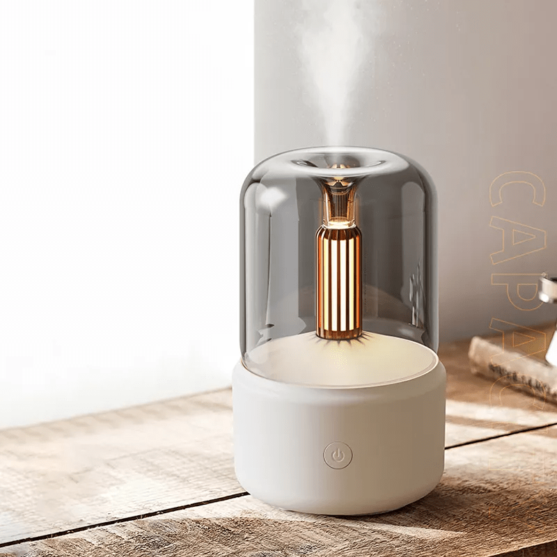 Дифузер за етерични масла, Арома дифузер и овлажнител - Candle, 120мл - Atron