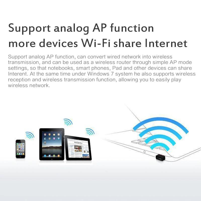 Мини WiFi адаптер 150Mbps 2.4 GHz 802.11 a/b/g/n стандарти за лаптопи, Notebook, PC компютри Wireless USB Adapter - Atron