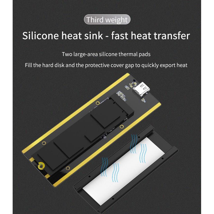 Преносима SSD кутия за твърд диск M.2 към Type - C USB 3.1 NVMe PCIE Msata, Алуминиев корпус - Atron BS - M280G - Atron
