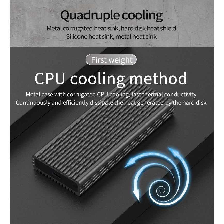 Преносима SSD кутия за твърд диск M.2 към Type - C USB 3.1 NVMe PCIE Msata, Алуминиев корпус - Atron BS - M280G - Atron