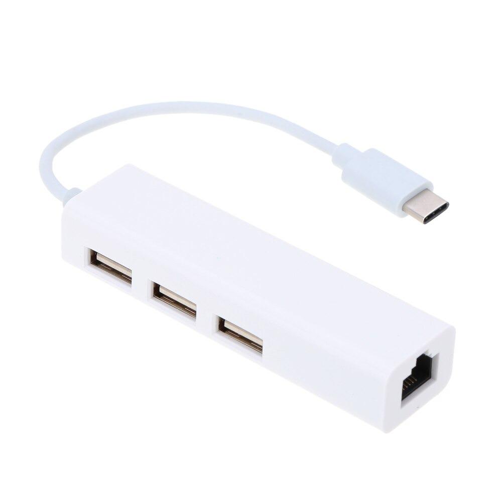 USB Type C хъб 2в1, Адаптер за мрежа RJ45 + 3 порта USB 2.0, USB адаптер, хъб - Atron