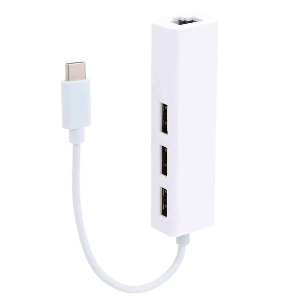 USB Type C хъб 2в1, Адаптер за мрежа RJ45 + 3 порта USB 2.0, USB адаптер, хъб - Atron