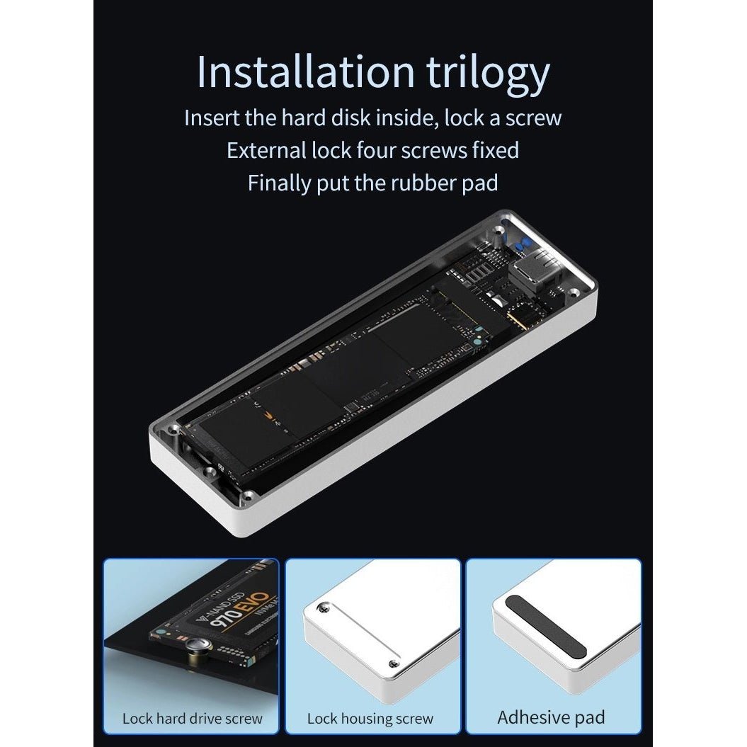 Външна кутия за M.2 диск/SSD USB3.1 Type C to M.2 NVMe PCIE, Алуминиева, Atron PC280A - Atron