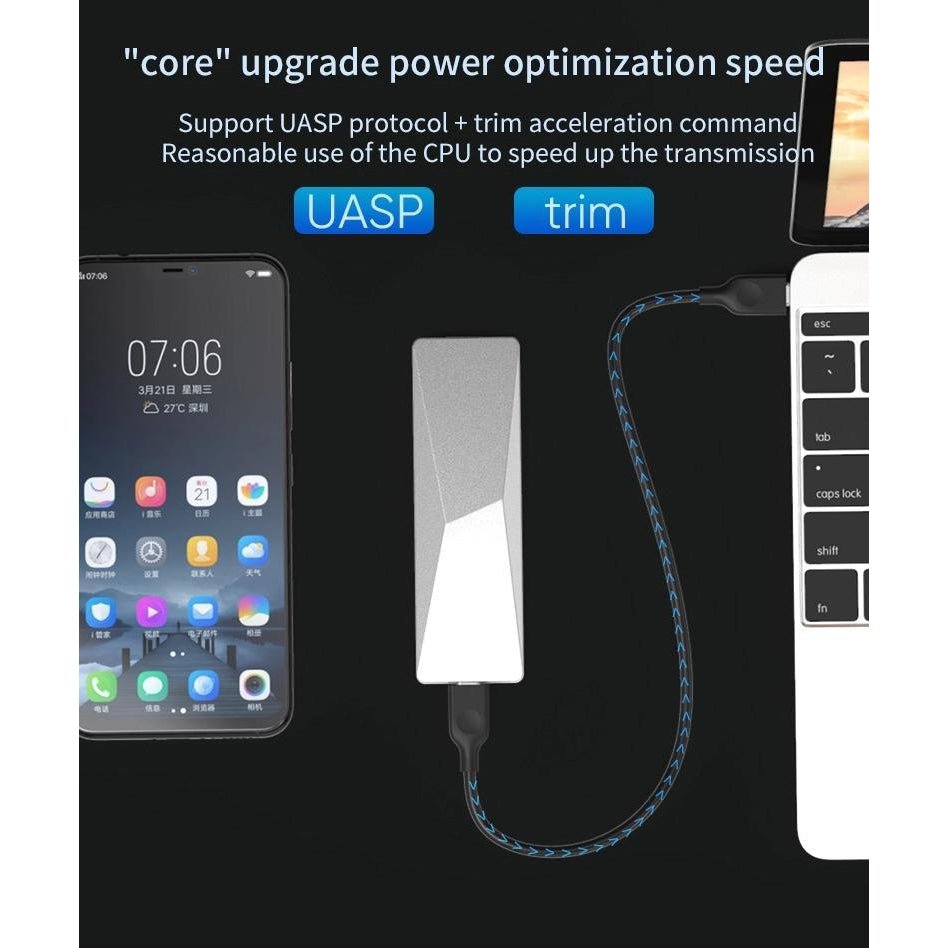 Външна кутия за M.2 диск/SSD USB3.1 Type C to M.2 NVMe PCIE, Алуминиева, Atron PC280A - Atron