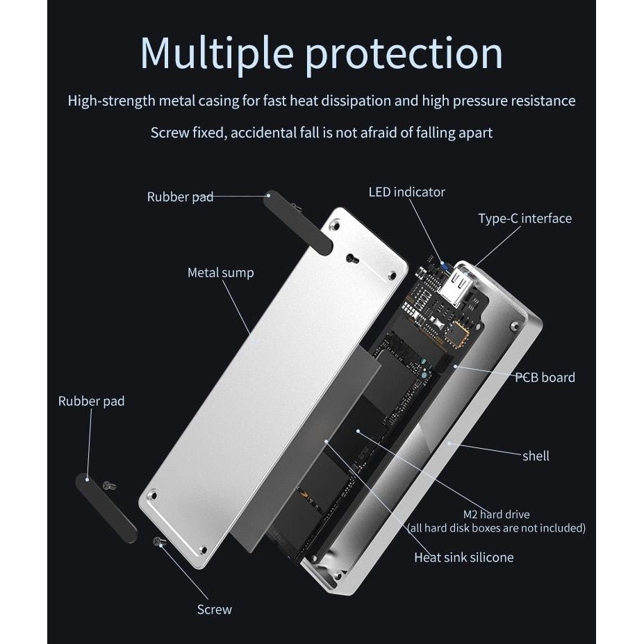 Външна кутия за M.2 диск/SSD USB3.1 Type C to M.2 NVMe PCIE, Алуминиева, Atron PC280A - Atron