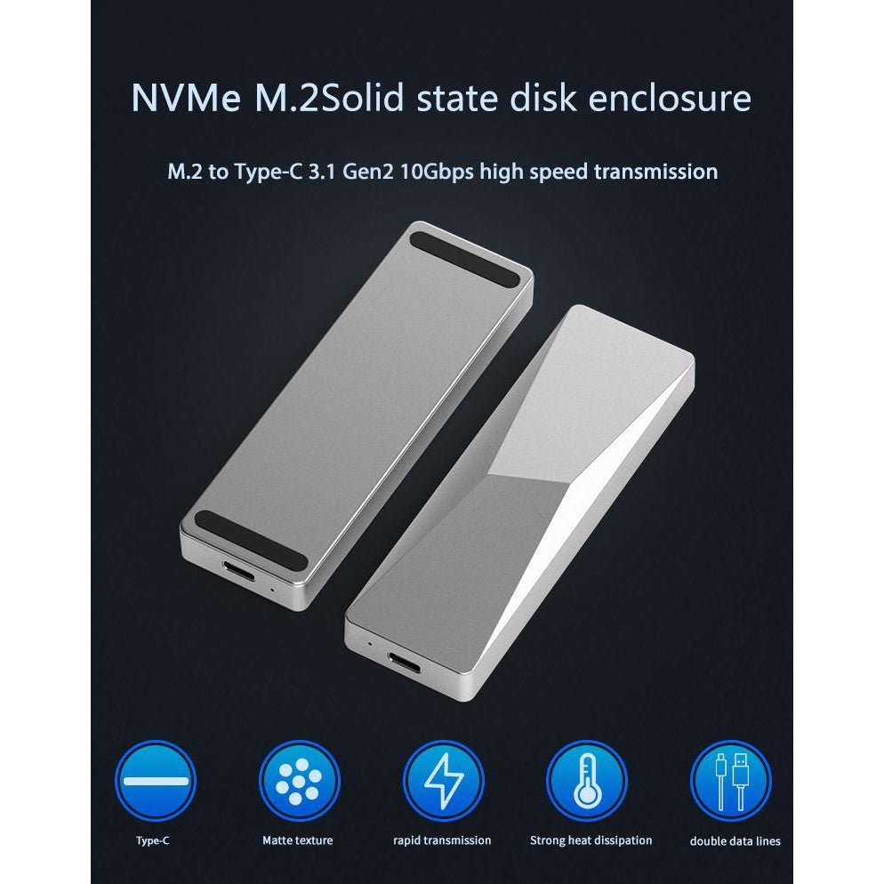 Външна кутия за M.2 диск/SSD USB3.1 Type C to M.2 NVMe PCIE, Алуминиева, Atron PC280A - Atron
