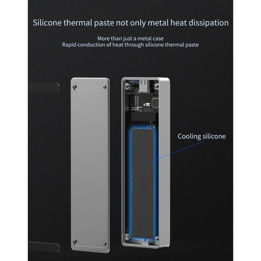 Външна кутия за M.2 диск/SSD USB3.1 Type C to M.2 NVMe PCIE, Алуминиева, Atron PC280A - Atron