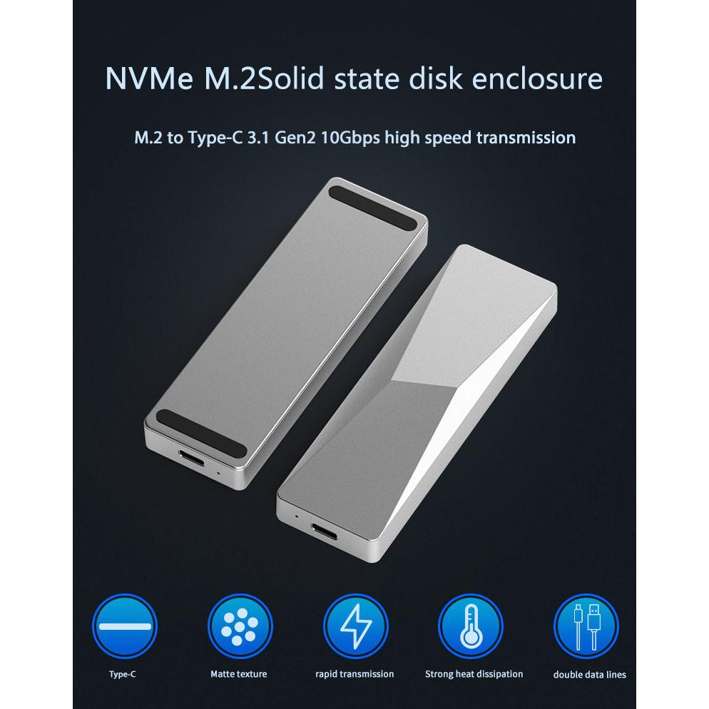 Külső doboz M.2 lemezhez/SSD USB3.1 Type C - M.2 NVMe PCIE, alumínium, Atron PC280A